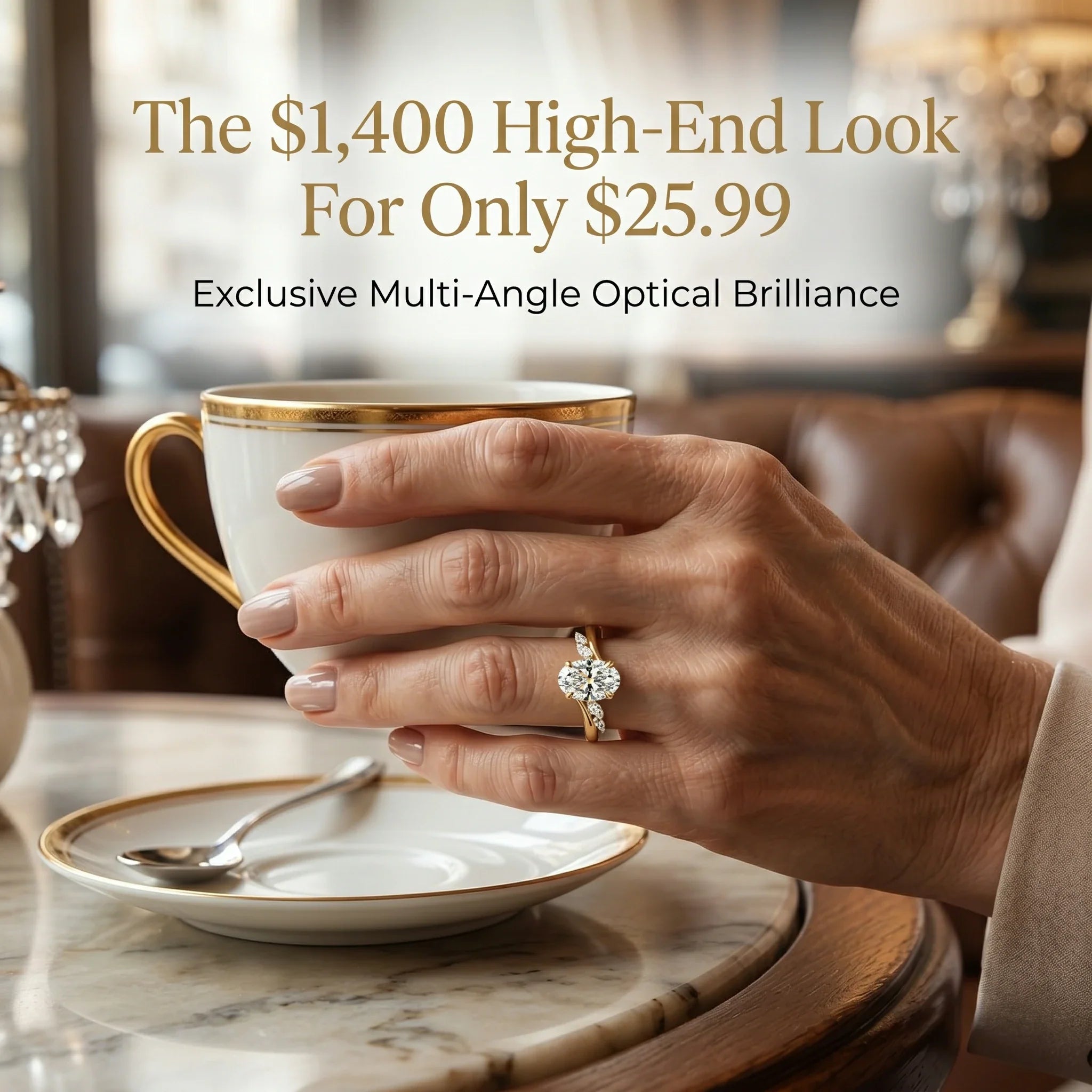 🔥 LAST DAY 90% OFF: Multi-Angle Optical Cut Finger-Slimming D-Color VVS1 Flawless Moissanite Asymmetrical Vine Ring in 14K Gold Over 925 Silver