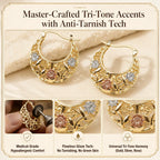 🔥 LAST DAY 90% OFF: Featherlight Tri-Tone Filigree Crescent Earrings in Hypoallergenic Base