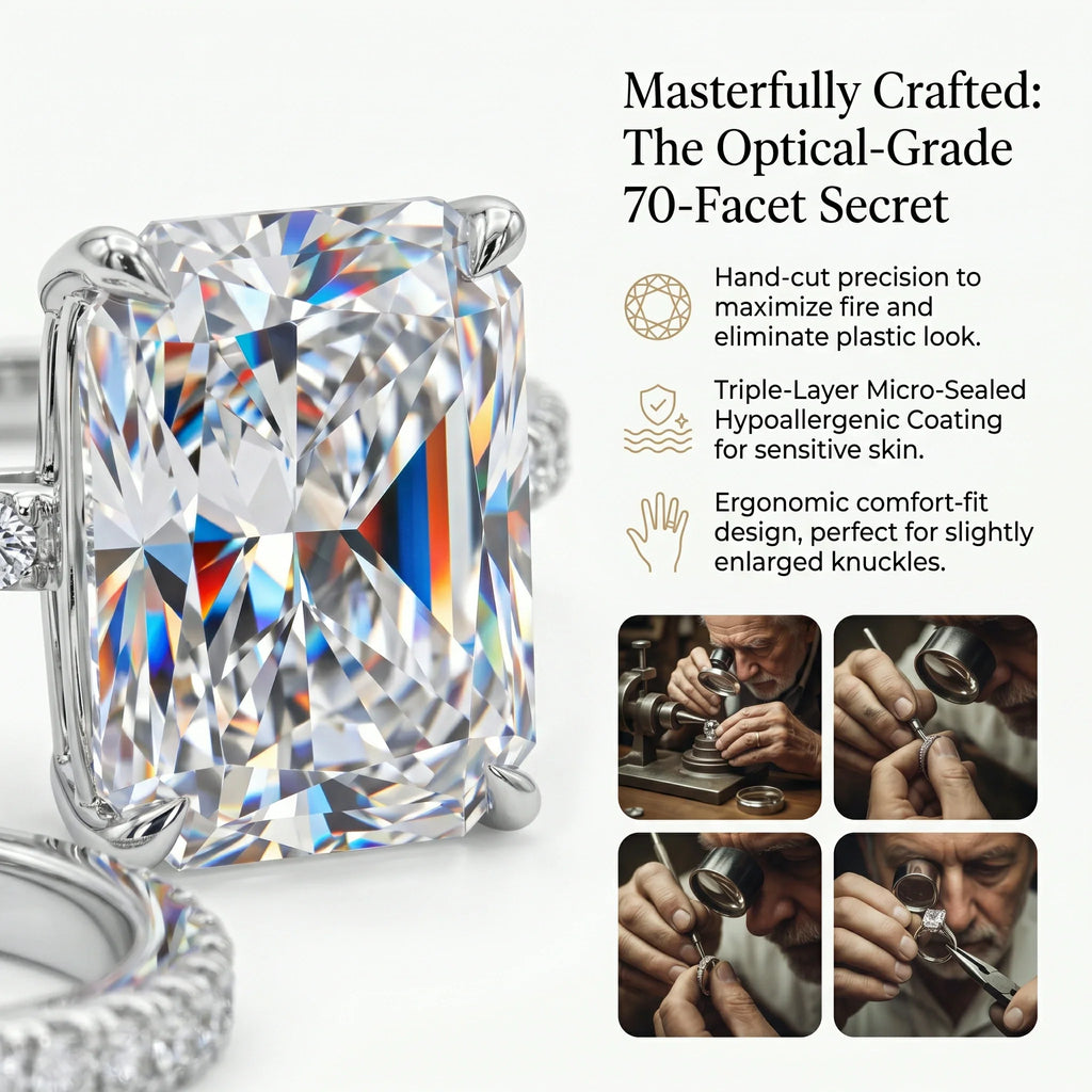 🔥 LAST DAY 90% OFF: Optical-Grade Travel-Safe Flawless Moissanite 2-4CT Radiant Stackable Ring Set in S925 & 14K Gold