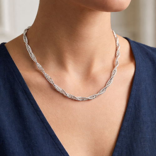 Minimalist Silver Twisted Chain Necklace