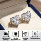 🔥 LAST DAY 90% OFF: Starburst Heart Cut Travel-Safe Flawless Moissanite D-Color VVS1 Stud Earrings in Triple-Gold Plated 925 Silver