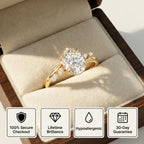 🔥 LAST DAY 90% OFF: Multi-Angle Optical Cut Finger-Slimming D-Color VVS1 Flawless Moissanite Asymmetrical Vine Ring in 14K Gold Over 925 Silver