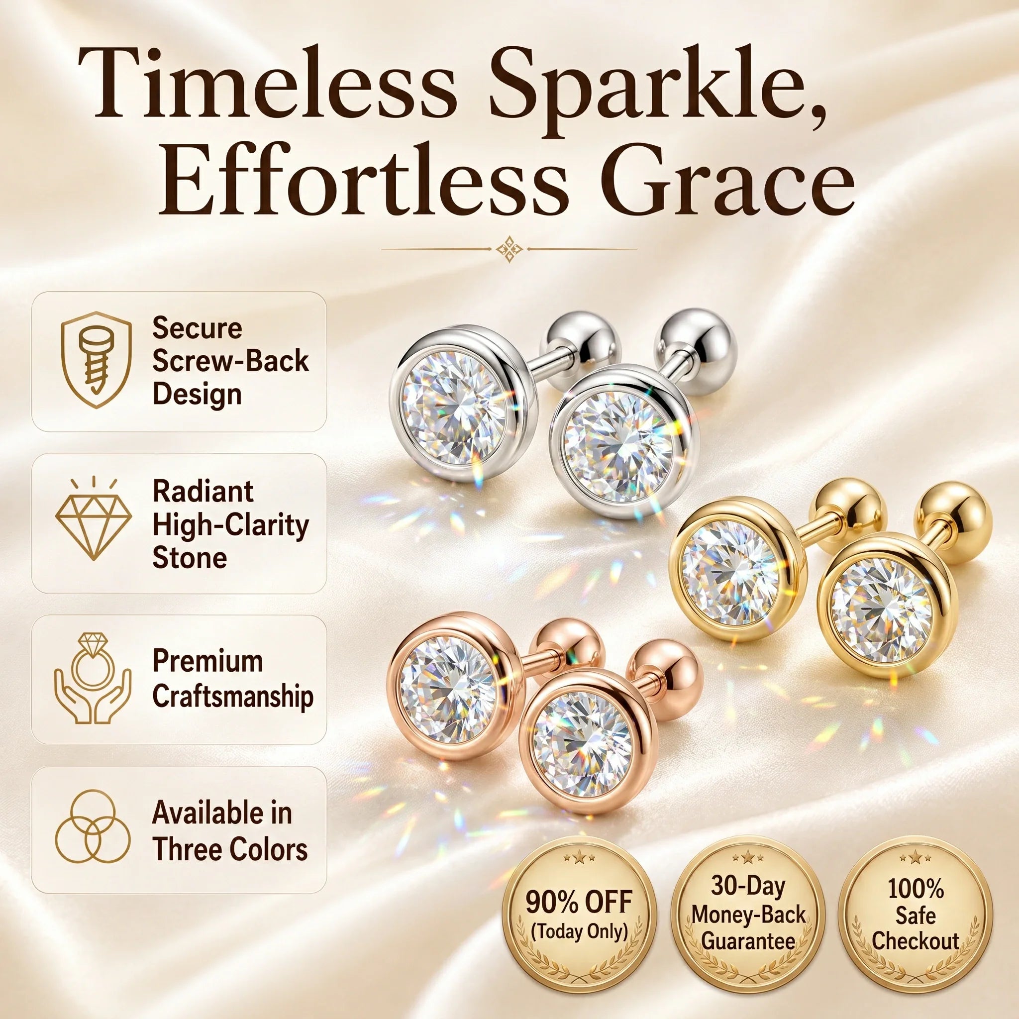 🔥 LAST DAY 90% OFF: Sleep-Safe High-Clarity Bubble Moissanite Studs in S925 Silver
