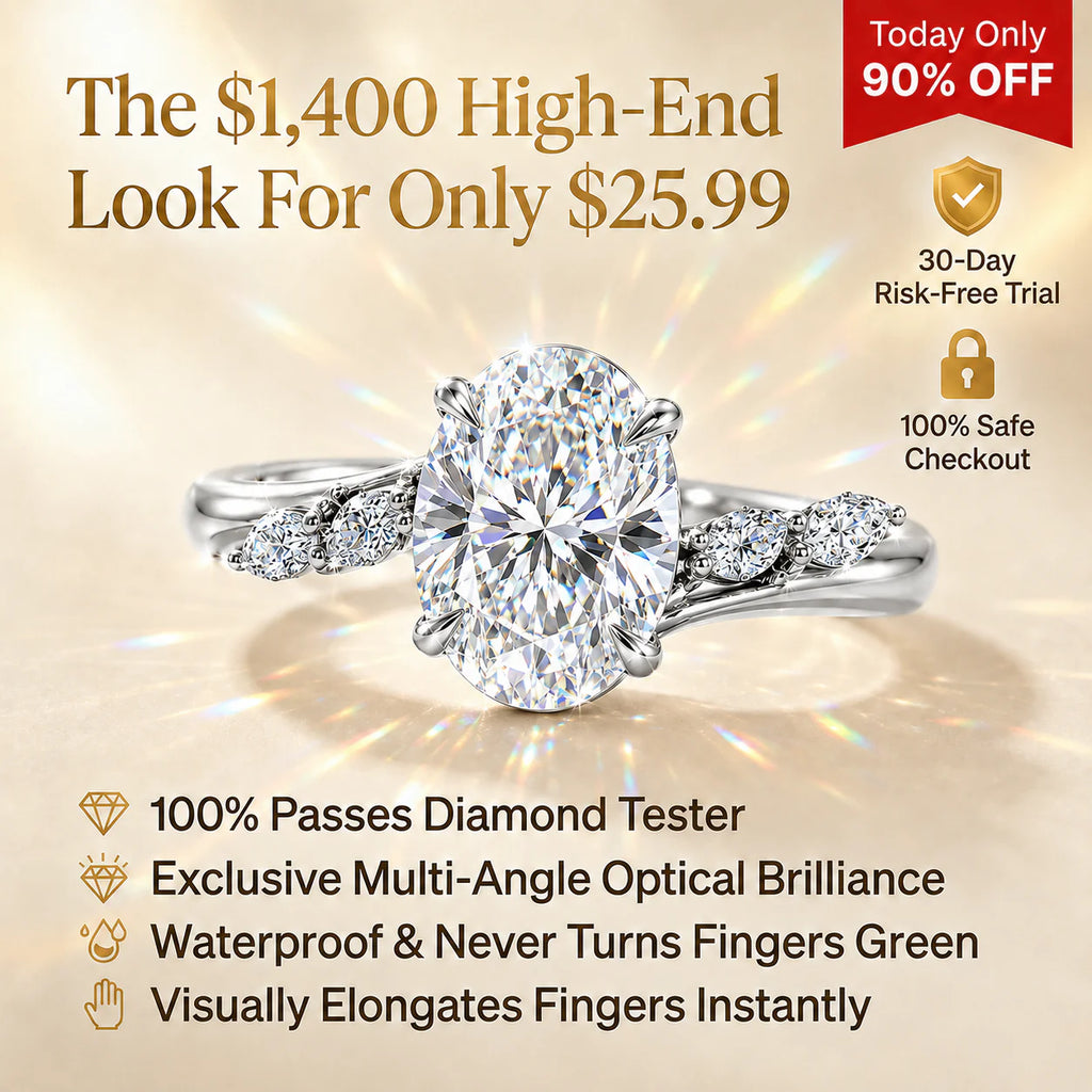 🔥 LAST DAY 90% OFF: Multi-Angle Optical Cut Finger-Slimming D-Color VVS1 Flawless Moissanite Asymmetrical Vine Ring in 14K Gold Over 925 Silver