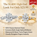 🔥 LAST DAY 90% OFF: Multi-Angle Optical Cut Finger-Slimming D-Color VVS1 Flawless Moissanite Asymmetrical Vine Ring in 14K Gold Over 925 Silver