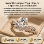 🔥 LAST DAY 90% OFF: 360° Hover-Crown Finger-Elongating D-Color VVS1 Flawless Infinity-V Cross Moissanite Ring in 14K Gold Plated 925 Silver