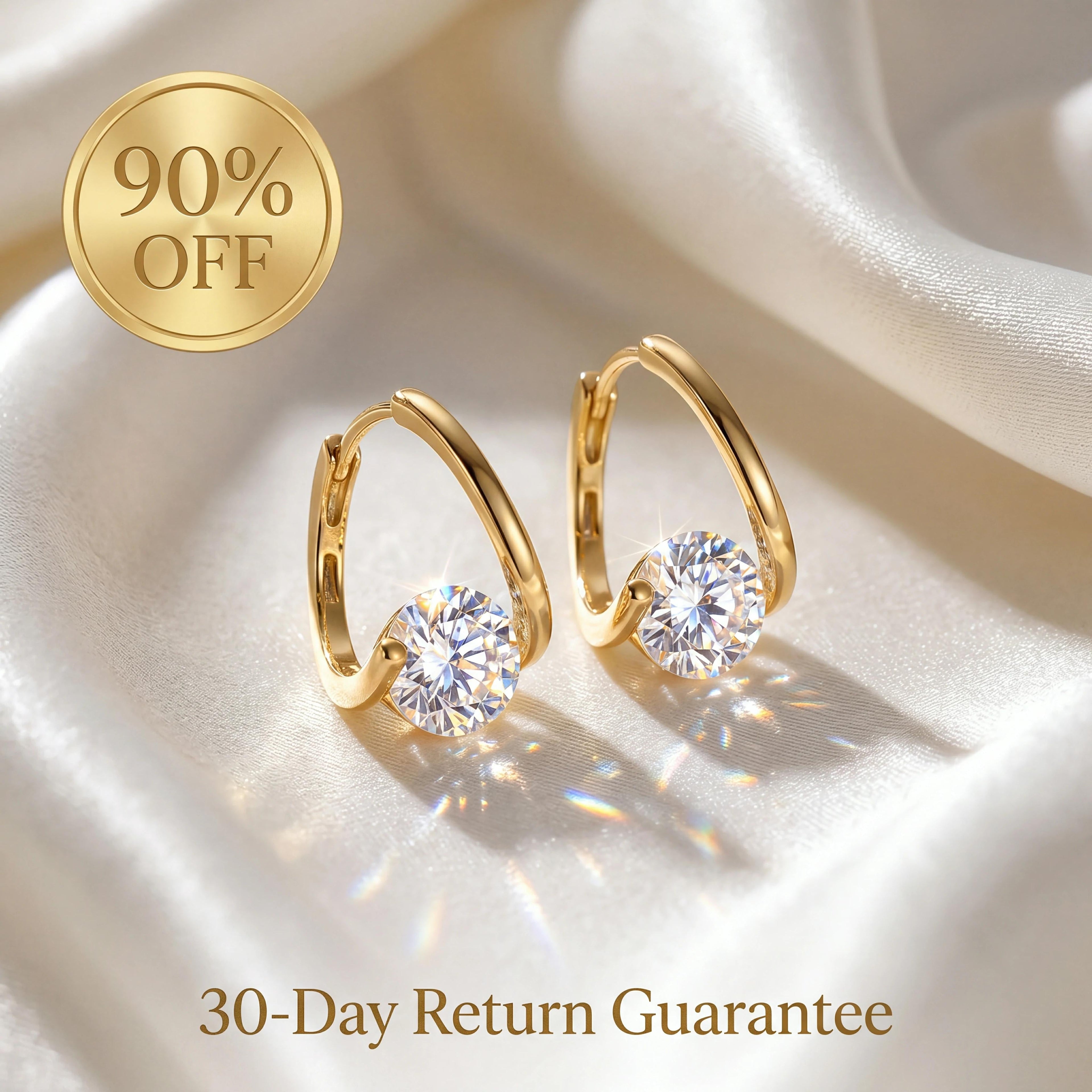 🔥 LAST DAY 90% OFF: The Signature "Everlasting Brilliance" 18K Gold Huggies