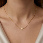 Minimalist Gold Cross Collarbone Necklace