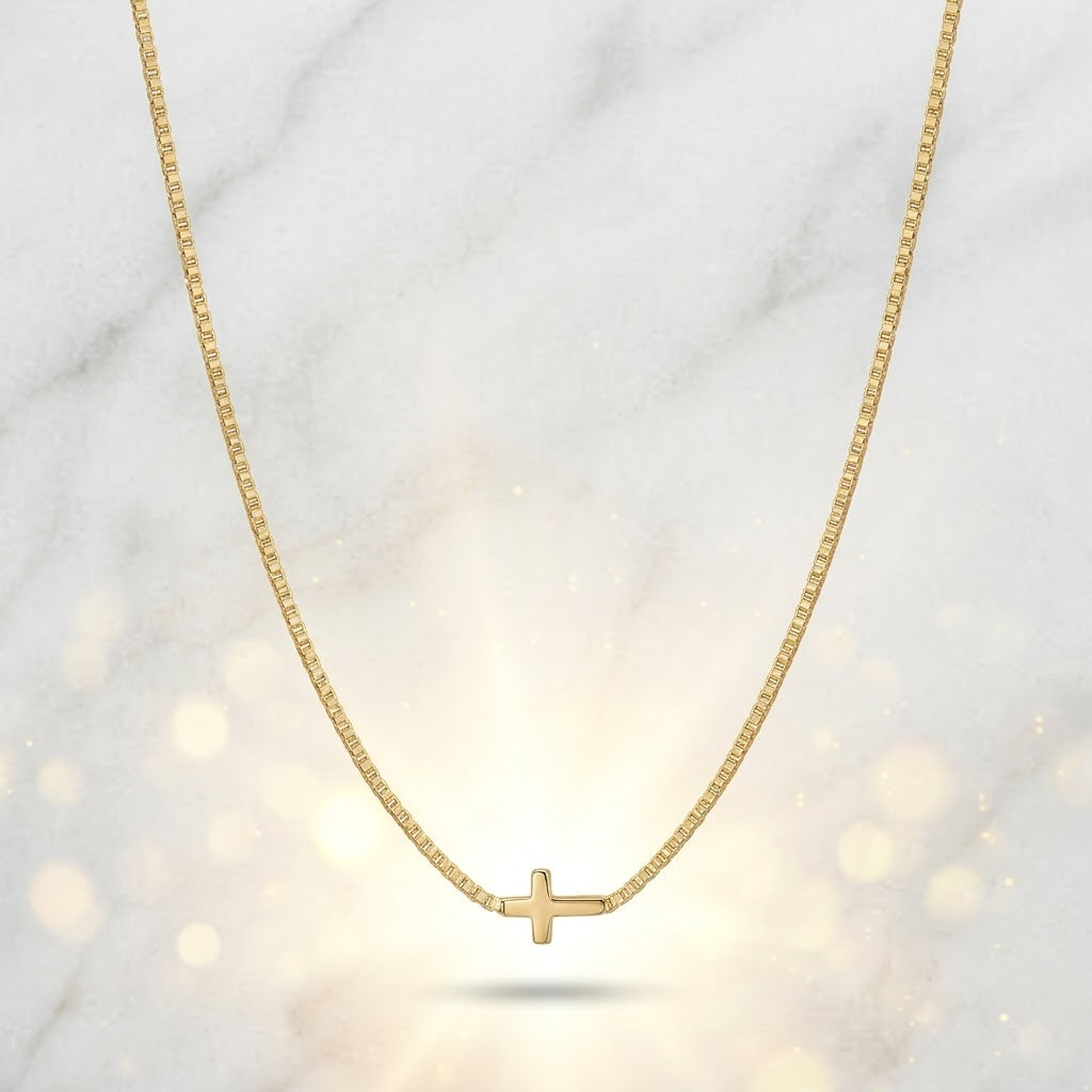Minimalist Gold Cross Collarbone Necklace