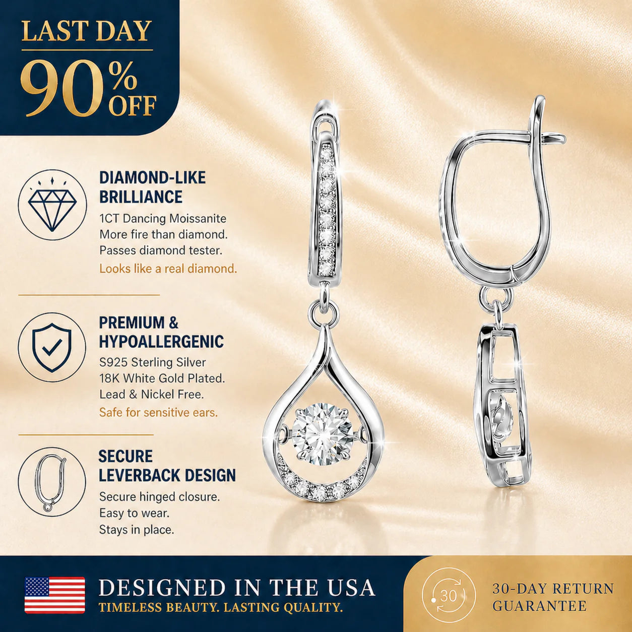 🔥 90% OFF TODAY: 1-Carat "Dancing" Moissanite Earrings – The Pure S925 Comfort & Sparkle You Deserve 💖